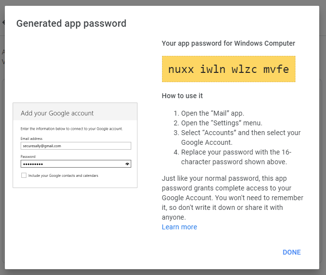 copy app password
